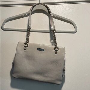 Kate Spade Taupe Square Zipper Darcy Shoulder Bag with Silver Accents